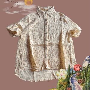 Bohme Beige Floral Button Down Shirt